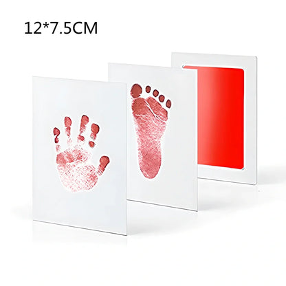 Disposable ink baby hand and foot print kit with six colour options and two size formats