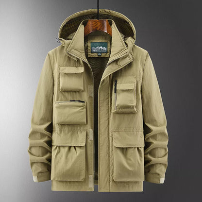Outdoor Shell Jacket Overalls Jacket in Black, Army Green, Khaki with size patch pocket