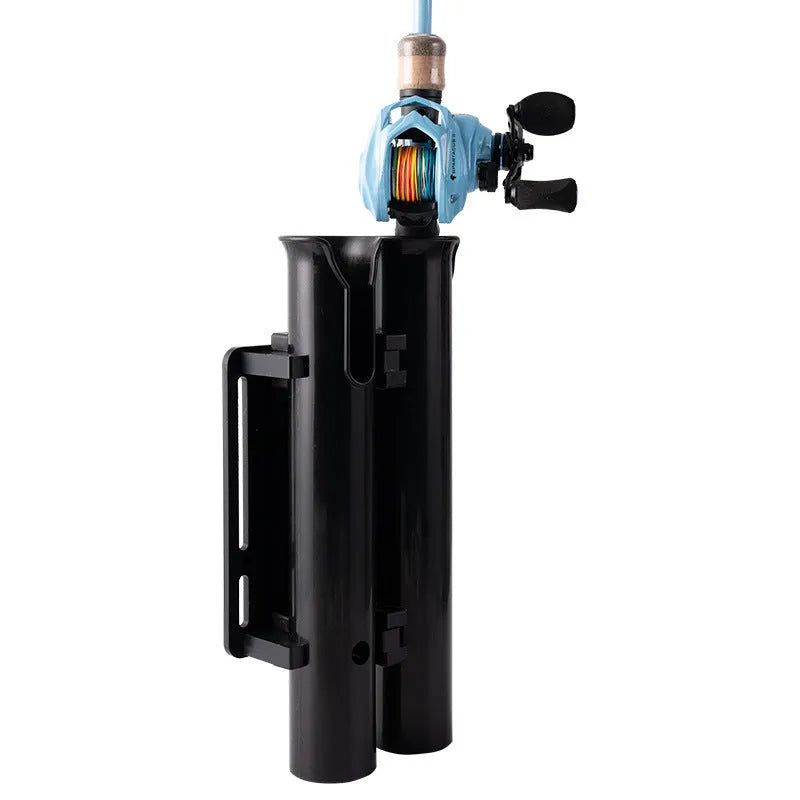Plastic fishing rod rack with carbon clamp for motorcycle and electric bicycle mounting