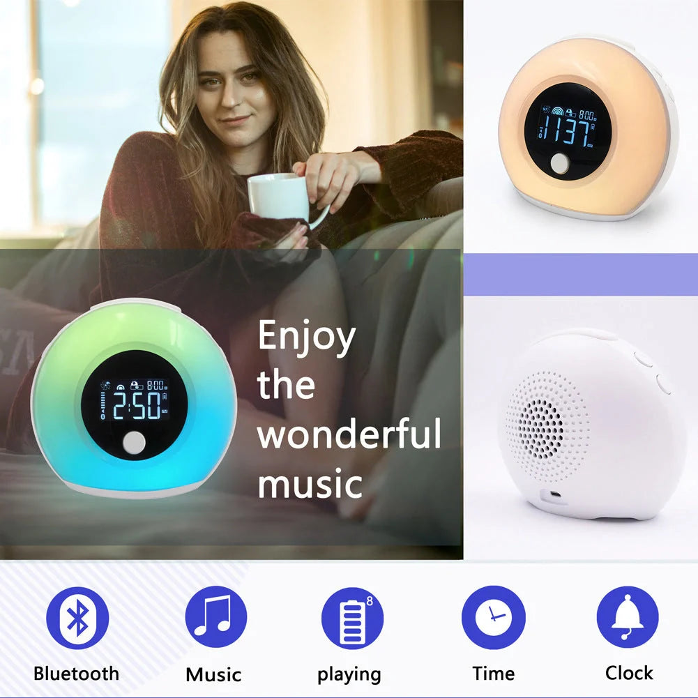 Digital Music Alarm Clock with Bluetooth 5.0 and VA LCD screen in colorful option