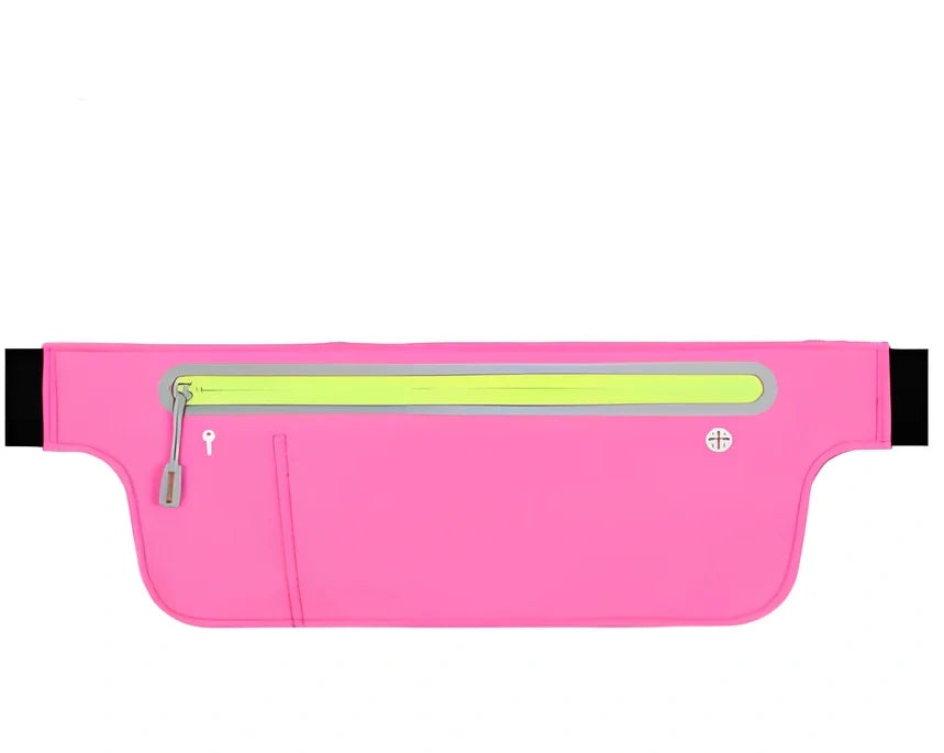 Strapless running bag in camouflage colours with invisible phone pockets and waterproof construction