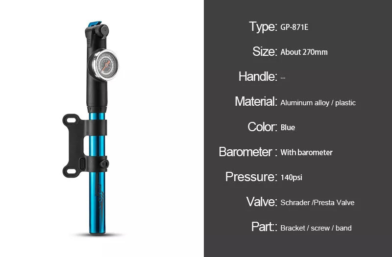 High-pressure bicycle pump with ergonomic handle and anti-skid base for stable, efficient tire inflation