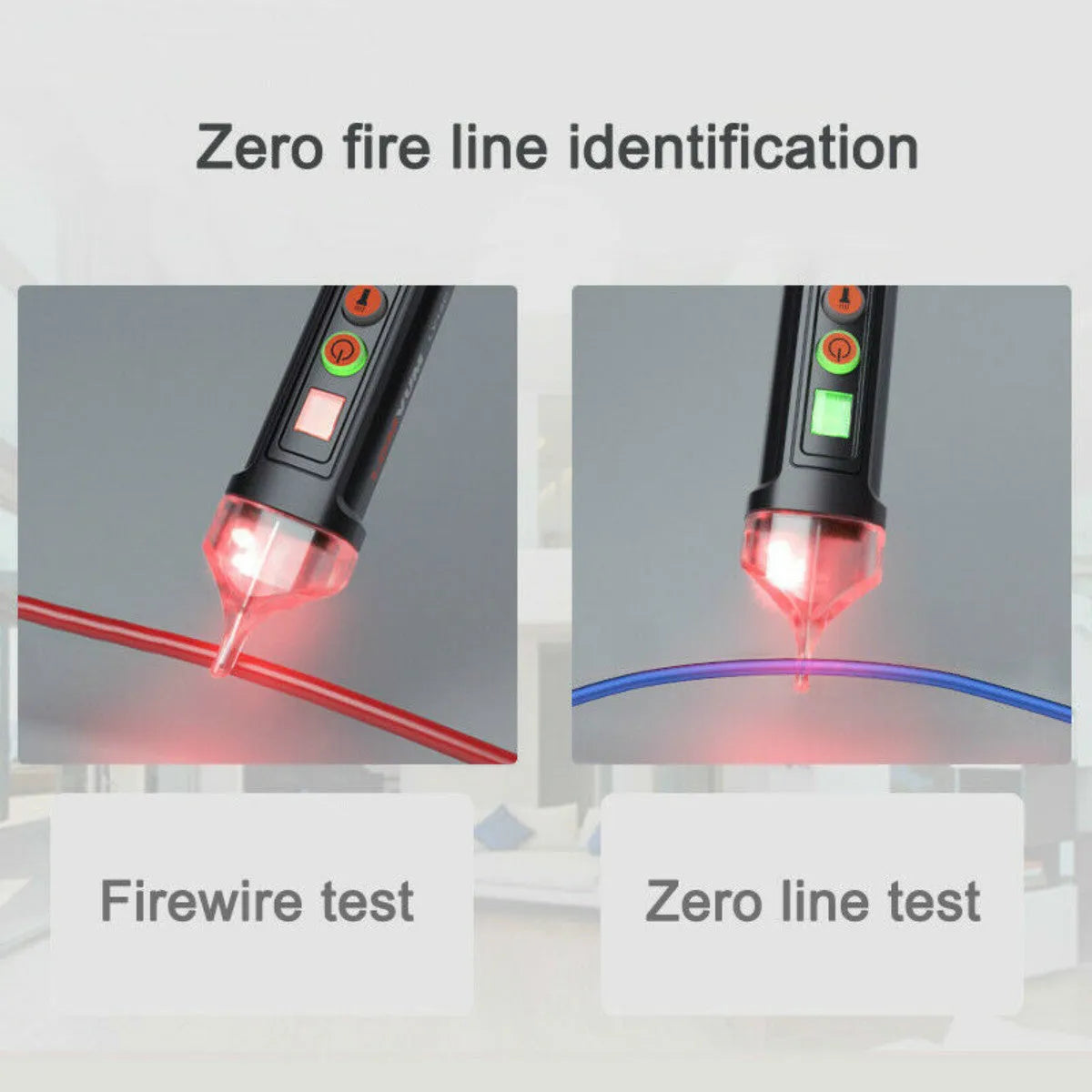 Black voltage detection pen with sensor tip for electrical line testing and status identification