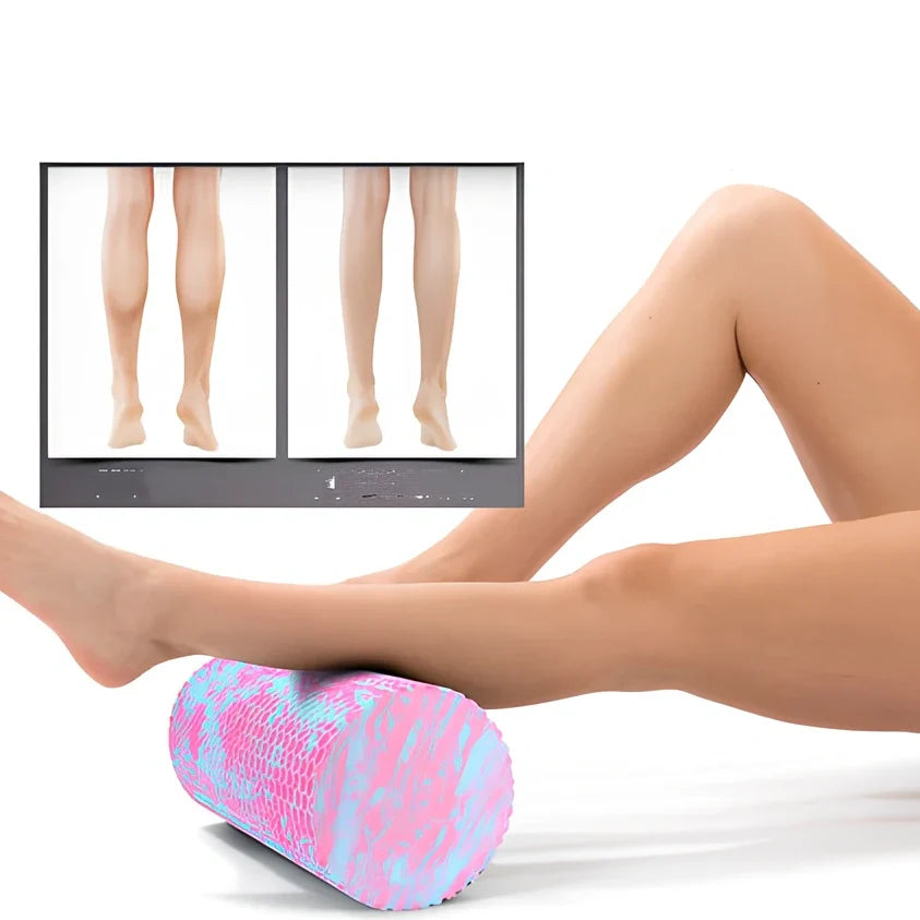 Pink 30cm floating foam roller for yoga back massage, 15cm diameter EVA construction