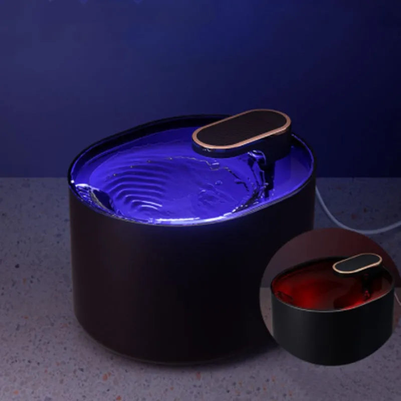 Automatic pet water fountain with USB power cable, mute water flow feature for cats and dogs