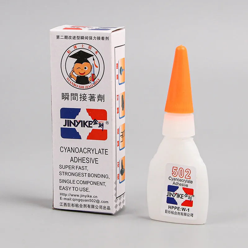 Tube of instant strong shoe repair glue in 3g and 8g sizes for mending soles and heels.