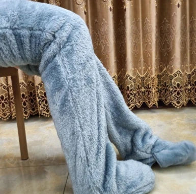 Cozy over-the-knee fuzzy socks in various colors, including brown, blue, dark gray, pink, silver, and more. Comfortable cotton design for warm, snug legs.