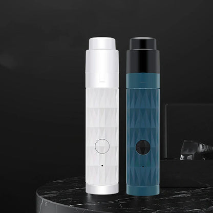 Blue electric pet nail polisher with LED light showing ergonomic grip and grinding head