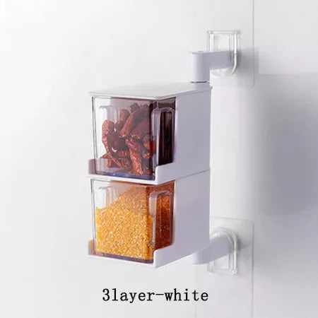 Seasoning box in white, beige, or gray with ABS and stainless steel construction