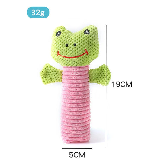 19cm dog dental squeaky toy in calf, frog, or puppy design with plaque-reducing chewing surface