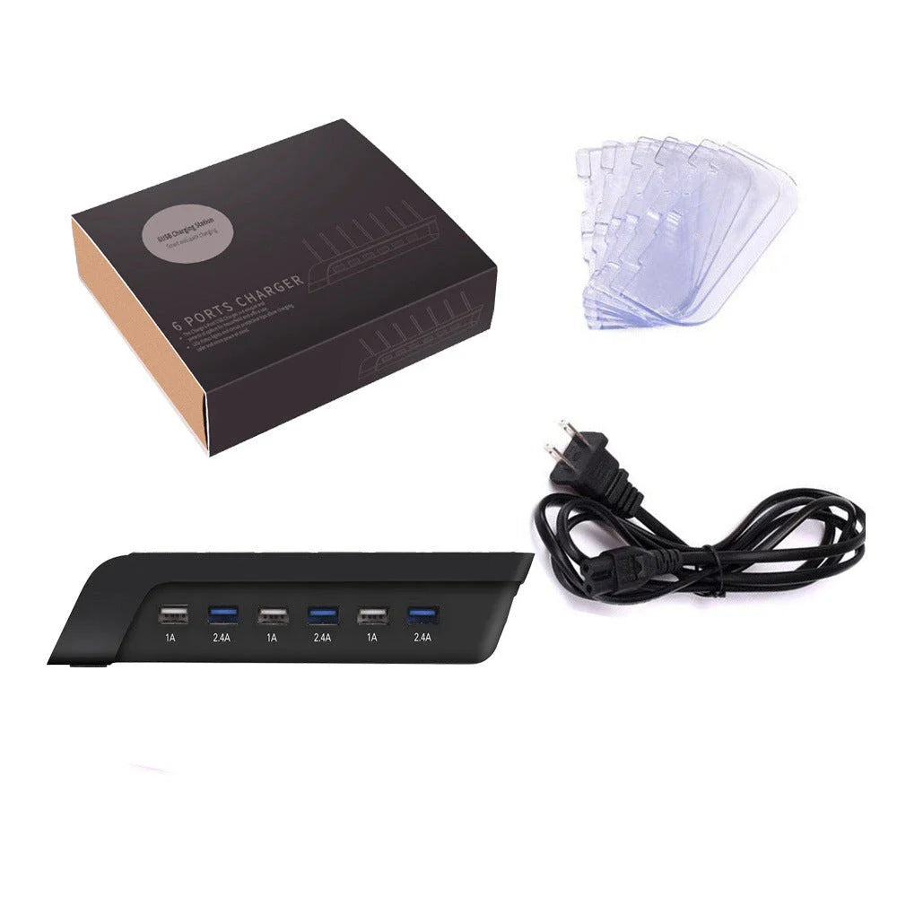 6-port USB charging hub with sleek, space-saving design and intelligent fast charging technology