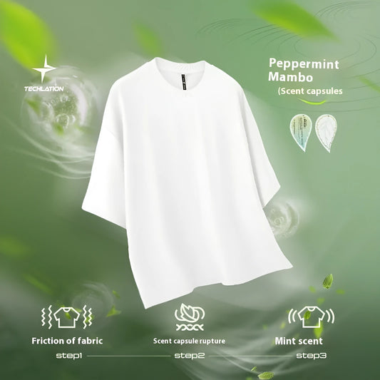 Men's sand grey loose fit cotton-polyester short sleeve T-shirt displayed flat