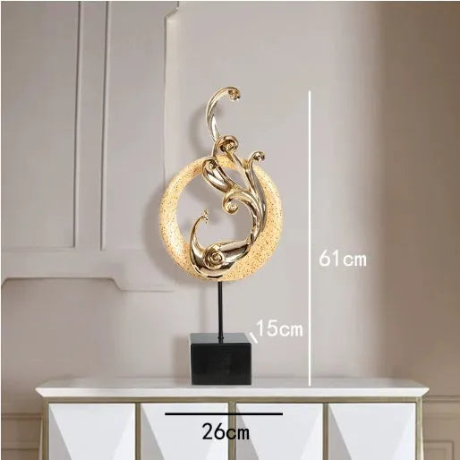 European-style phoenix ornament craft in synthetic resin with intricate detailing, available in festive red, rose gold, or elegant silver finishes