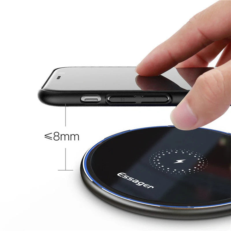 15W Qi wireless charger for phones and headphones in black and white