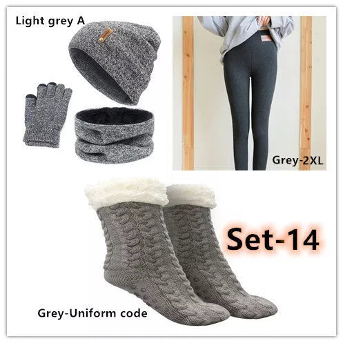 Wool touch screen gloves with scarf and hat set for cold weather