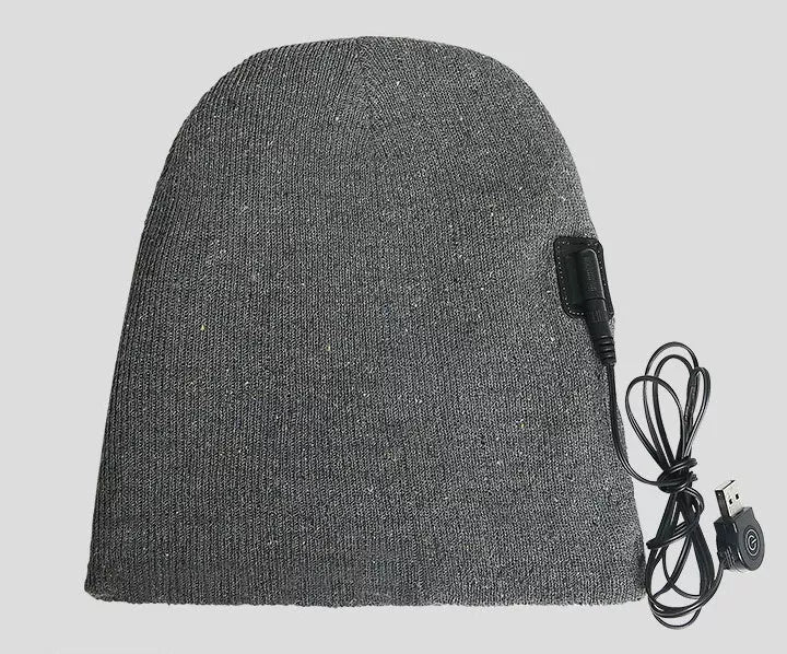 Heated cotton hat with intelligent temperature adjustment in wine red, grey, and black