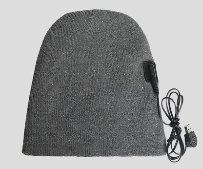 Heated cotton hat with intelligent temperature adjustment in wine red, grey, and black