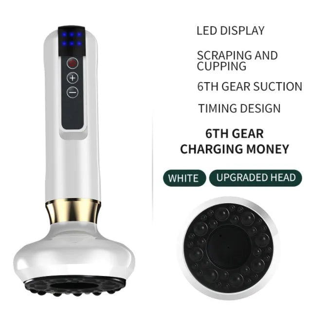Green electric vacuum cupping massager device with USB charging cable