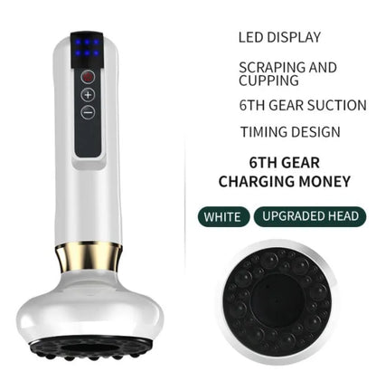 Green electric vacuum cupping massager device with USB charging cable