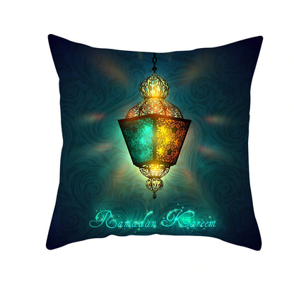 Single-sided digital printed peach skin pillowcase measuring 44cm for Ramadan Eid decor