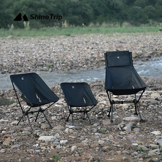 Aluminium alloy folding moon chair in outdoor setting with Oxford cloth seating and foldable frame