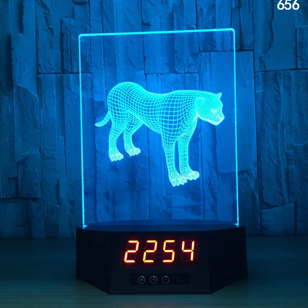 Blue dolphin-shaped table lamp with glowing 3D design and remote control on wooden surface
