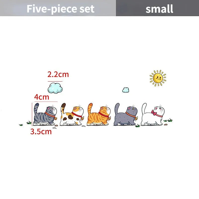 Climbing cats car sticker showing five cats walking design on vehicle surface