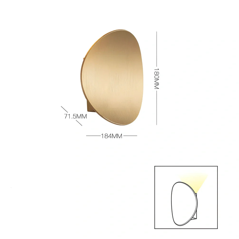 Round white wall lamp with aluminium body and plexiglass shade for bedroom or balcony lighting