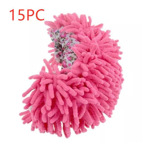 Chenille mop slippers in various colors for easy home cleaning