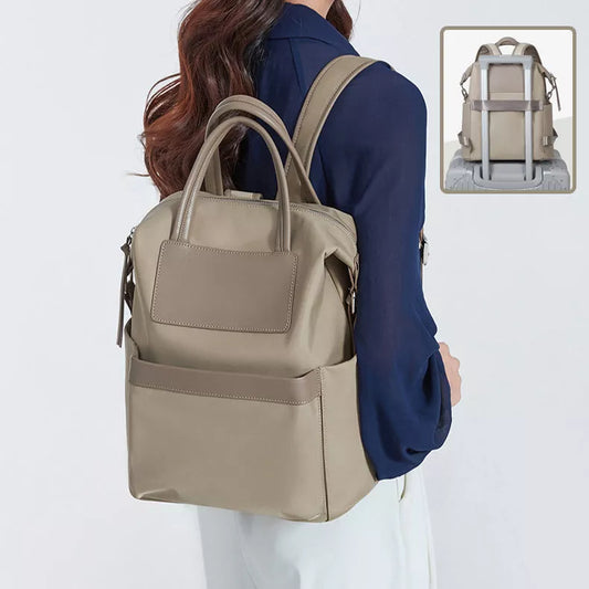 Women's lightweight waterproof backpack with hand-hold design in khaki and black