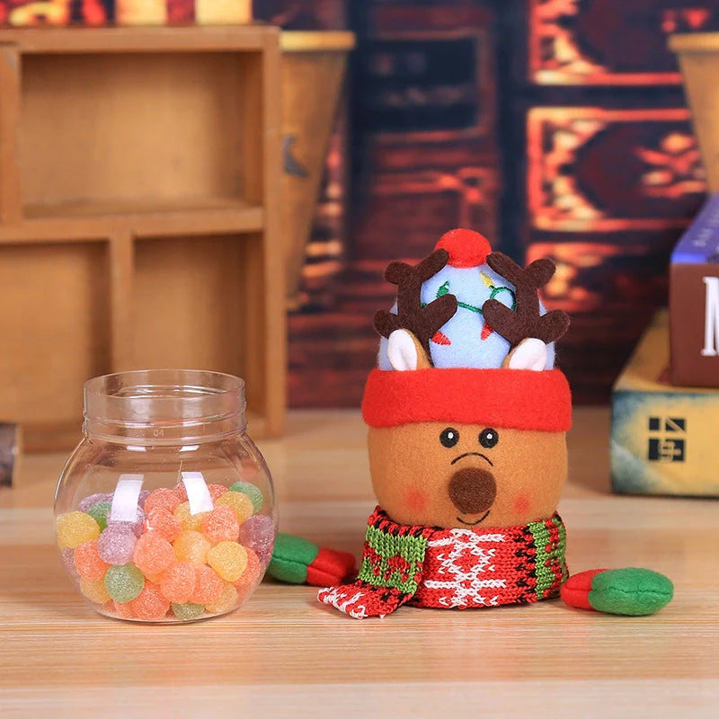 Festive Christmas candy jar with toy lid for holiday treats storage