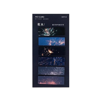 Night sky star index post-it notes set showing six celestial colour variations