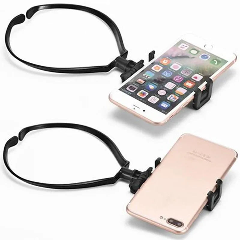 Black Neck Phone Holder showing flexible ring and adjustable arm for smartphone.