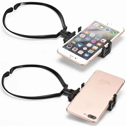Black Neck Phone Holder showing flexible ring and adjustable arm for smartphone.