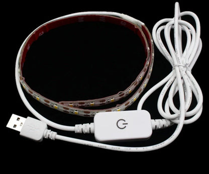 Adjustable sewing machine LED light bar with touch-sensitive dimming controls for customizable illumination
