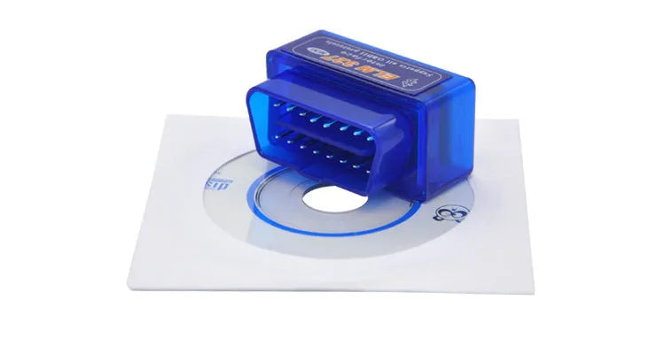 Dual-mode 5.1 Bluetooth auto fault detector on vehicle OBD2 port, compact size 45mm by 25mm by 65mm