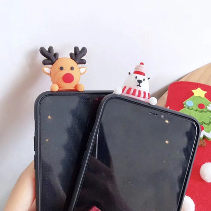 Christmas phone case with silicone back cover for iPhone, showing festive design and colour options