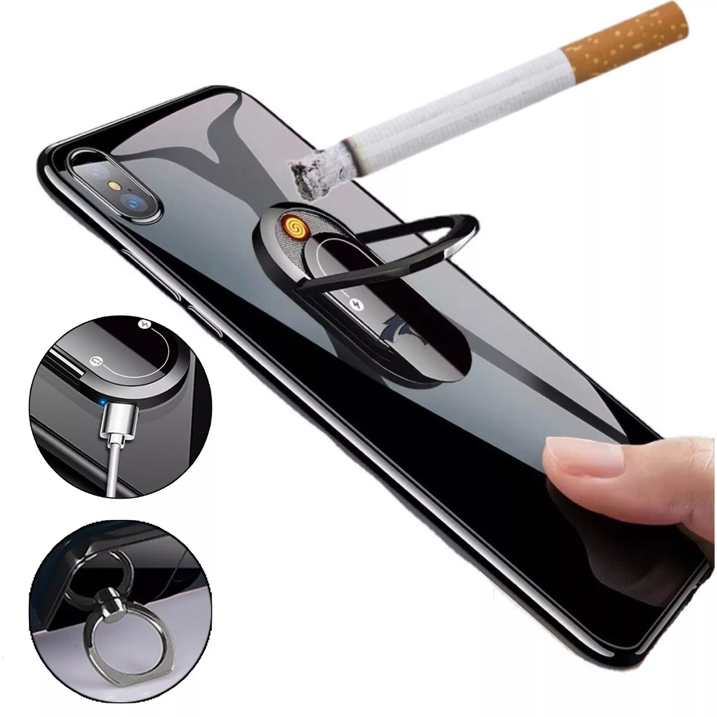 USB plasma lighter with mobile phone holder in multiple colors