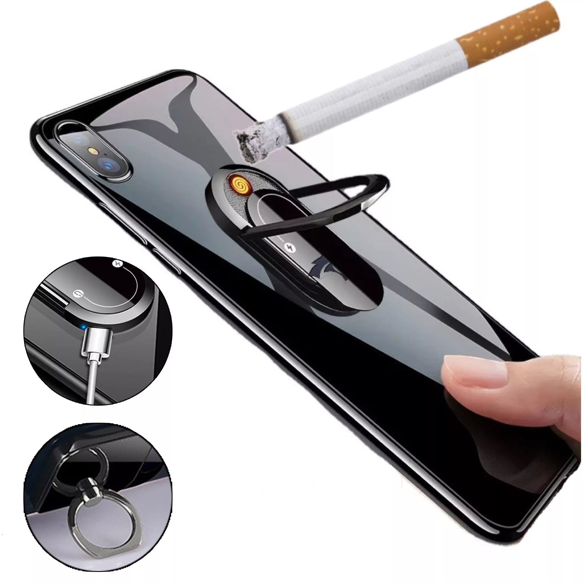USB plasma lighter with mobile phone holder in multiple colors