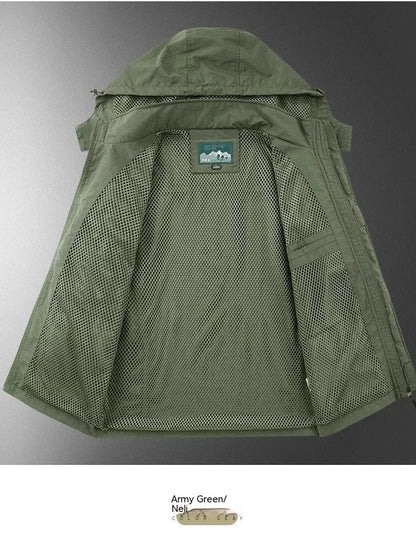 Outdoor Shell Jacket Overalls Jacket in Black, Army Green, Khaki with size patch pocket