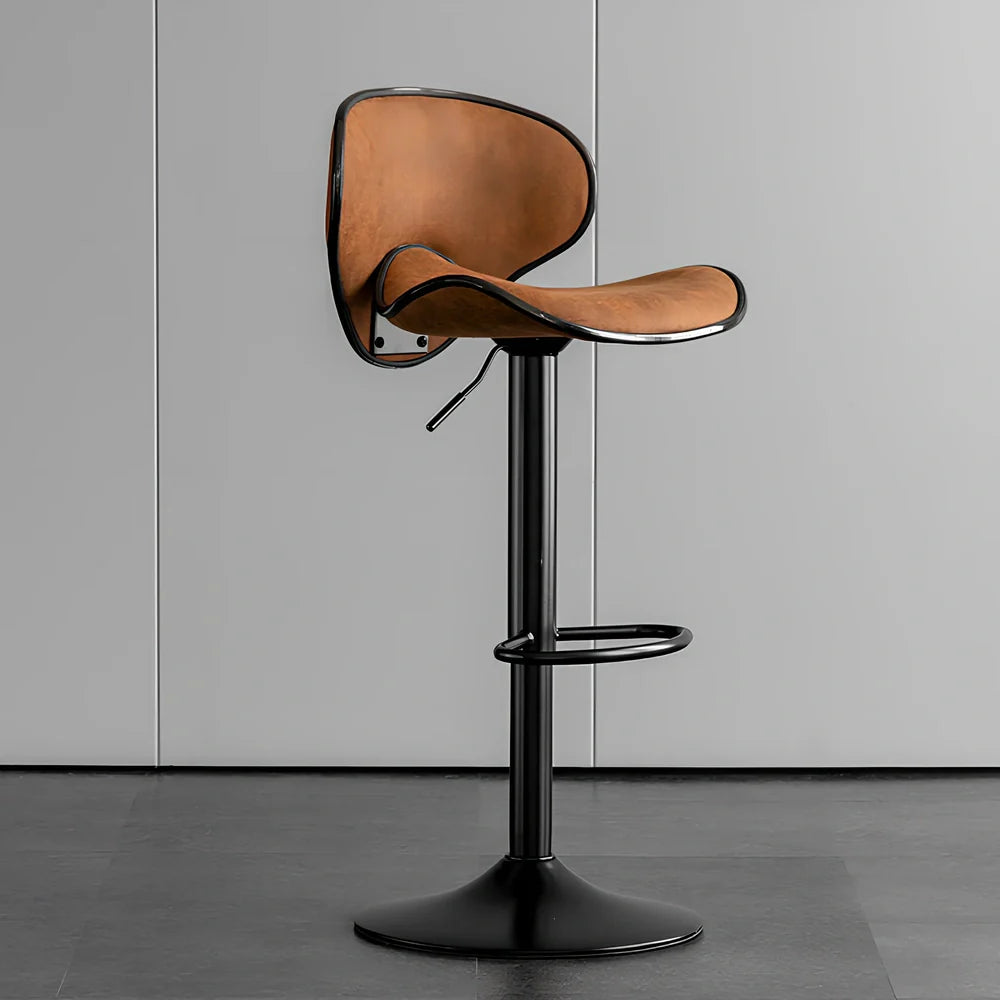 Scandinavian leather chair with height adjustment showing 60-80cm range and 45cm sitting width