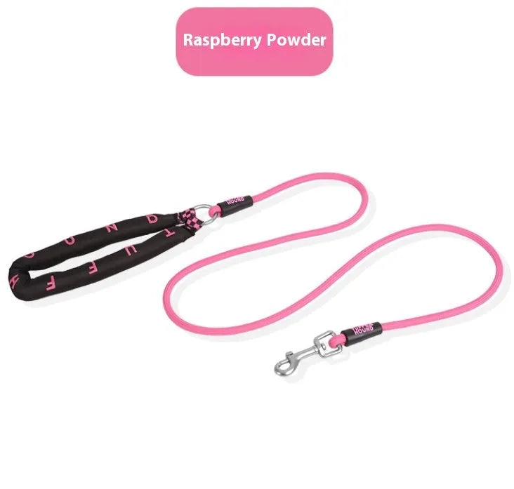 Polyester dog leash 150cm long in pink green purple or raspberry powder with hand holding rope