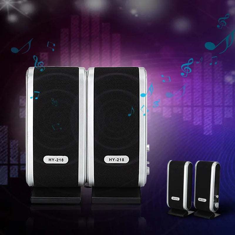 Notebook Mini Speaker Black portable USB-powered PC multimedia sound system with 3W RMS output per channel stereo laptop computer audio upgrade for improved music and video playback sound quality
