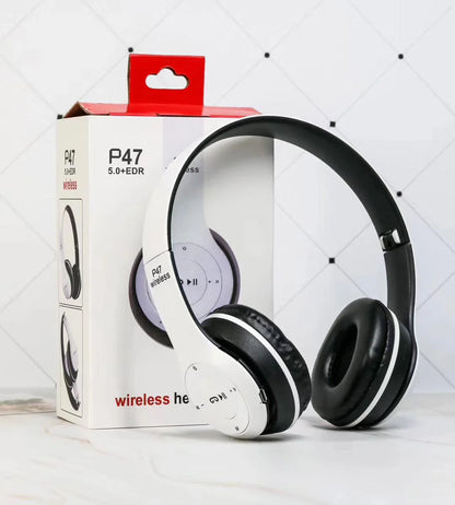 Wireless Bluetooth headphones with powerful 40mm drivers, plush over-ear cushions, and foldable design for versatile audio enjoyment