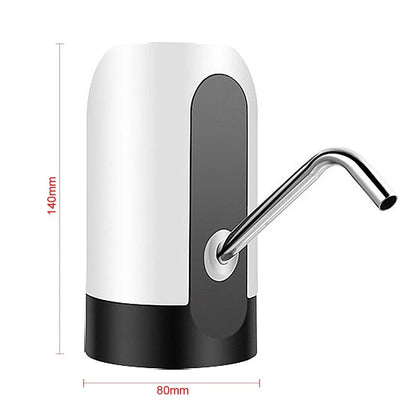 Cordless electric water bottle pump with USB charging, automatic suction, and wide bottle compatibility