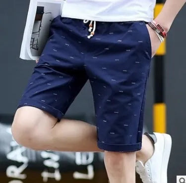Men's cotton capri-length summer shorts in multiple colours with lace-up placket
