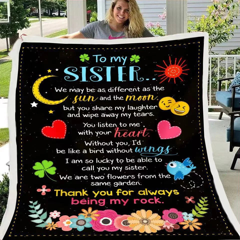 Digital printed letter to daughter blanket with lamb velvet flannel, personalized gift