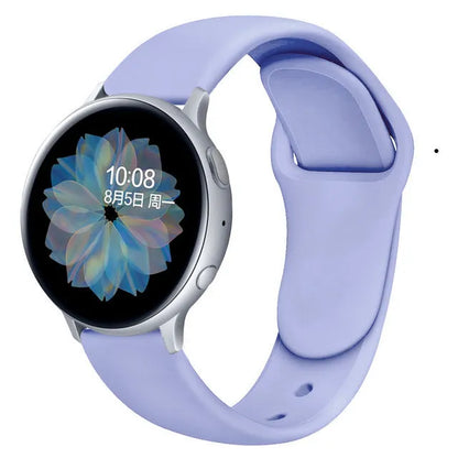 Samsung Galaxy Active 2 reverse buckle silicone strap showing 20mm and 22mm width options