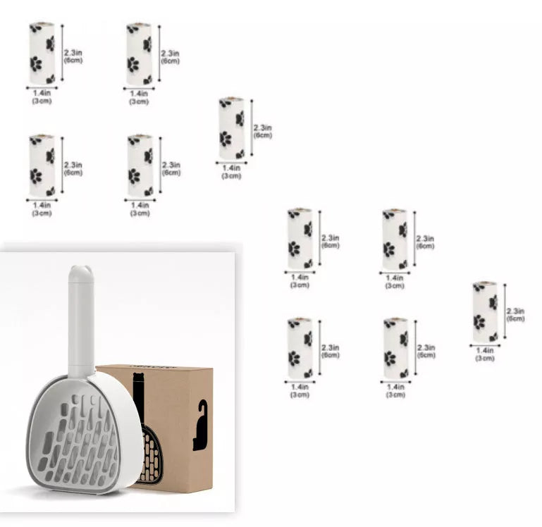Durable plastic cat litter scoop with base for easy pet litter box cleanup