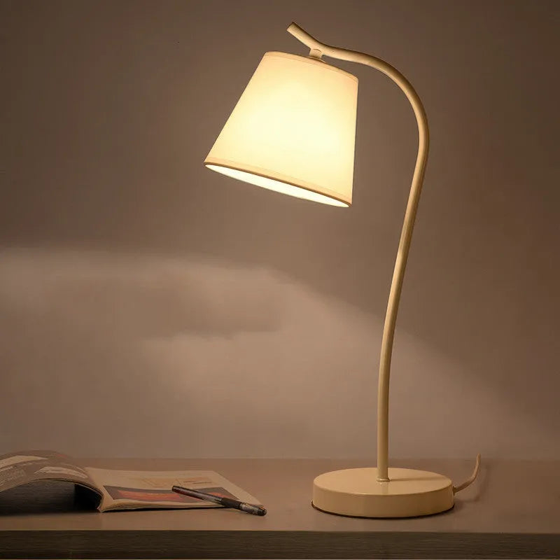 Modern Nordic style table lamp with LED light source and dimmer switch control for study environments